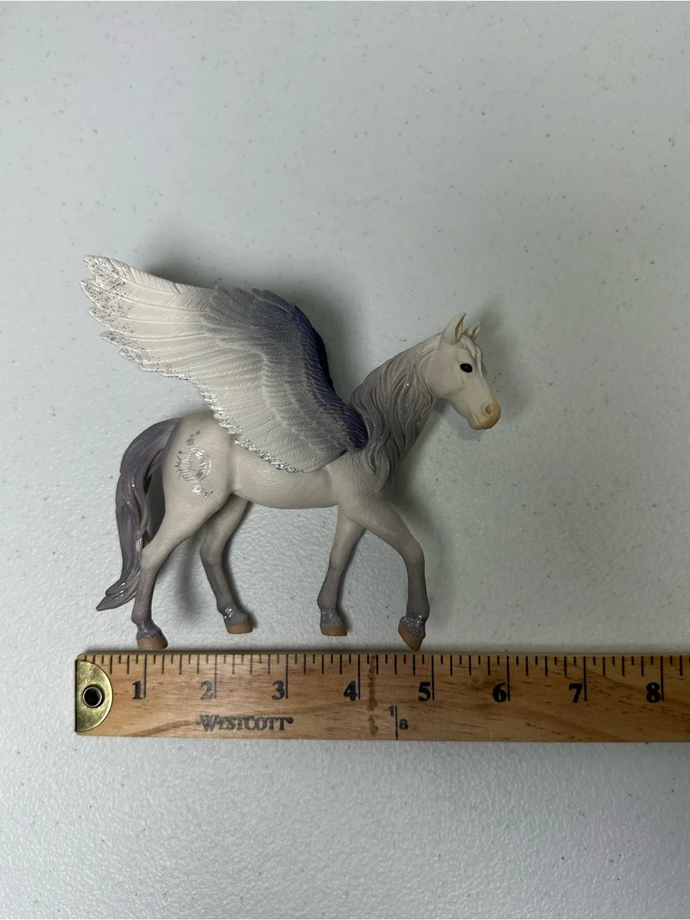 White and Gray Winged Pegasus Figure - Fantasy Play Toy